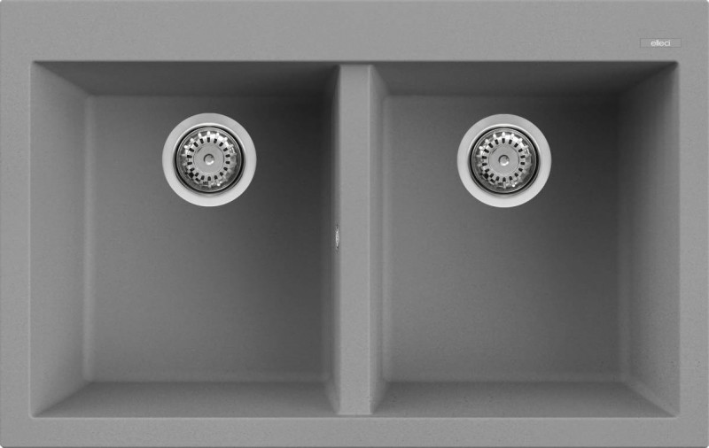 Elleci Quadra 350 zlewozmywak 2 komory wpuszczane G48 cement Granitek LGQ35048