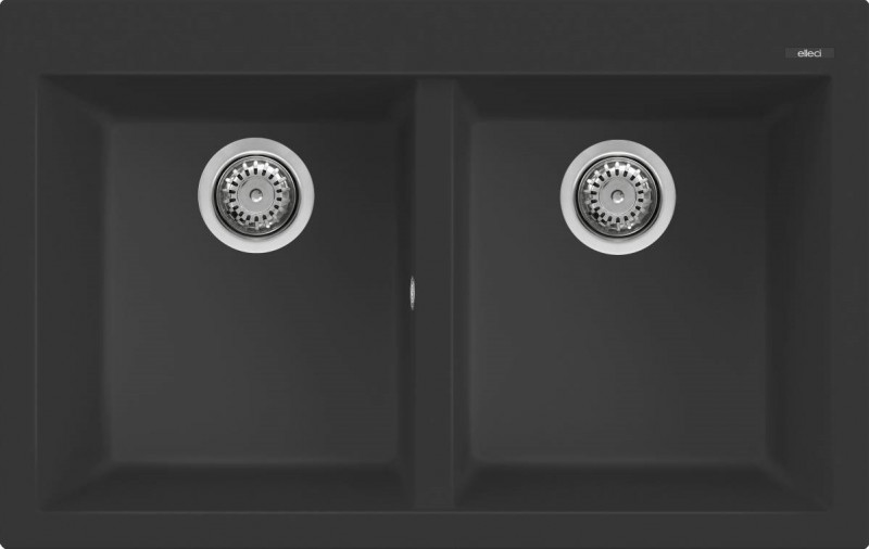 Elleci Quadra 350 zlewozmywak 2 komory wpuszczane G40 czarny Granitek LGQ35040