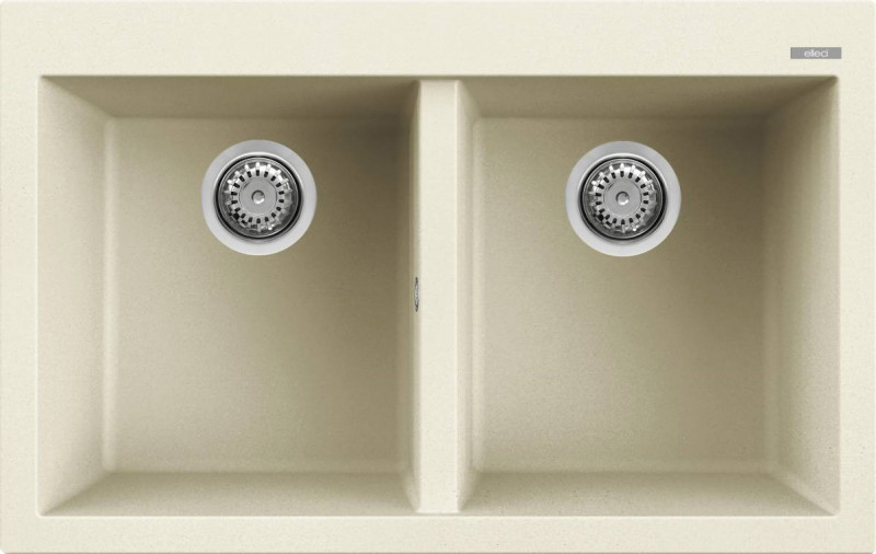 Elleci Quadra 350 zlewozmywak 2 komory wpuszczane G62 antyczny biały Granitek LGQ35062