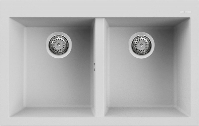 Elleci Quadra 350 zlewozmywak 2 komory wpuszczane G68 biały Granitek LGQ35068