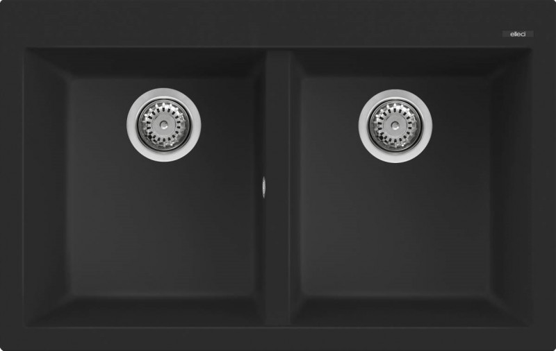 Elleci Quadra 350 zlewozmywak 2 komory wpuszczane K86 czarny KeratekPlus LKQ35086