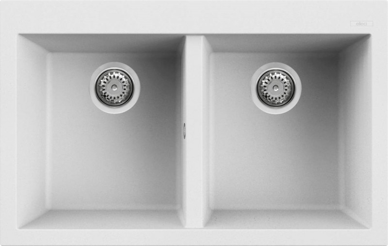 Elleci Quadra 350 zlewozmywak 2 komory wpuszczane K96 biały KeratekPlus LKQ35096