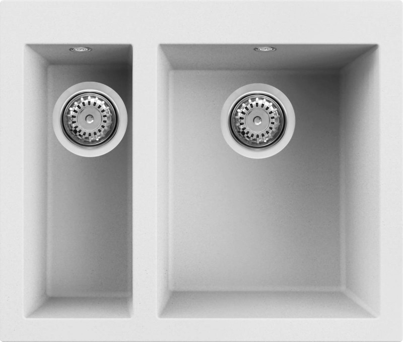 Elleci Quadra 150 zlewozmywak 1,5 komory wpuszczany w blat K96 biały KeratekPlus LKQ15096