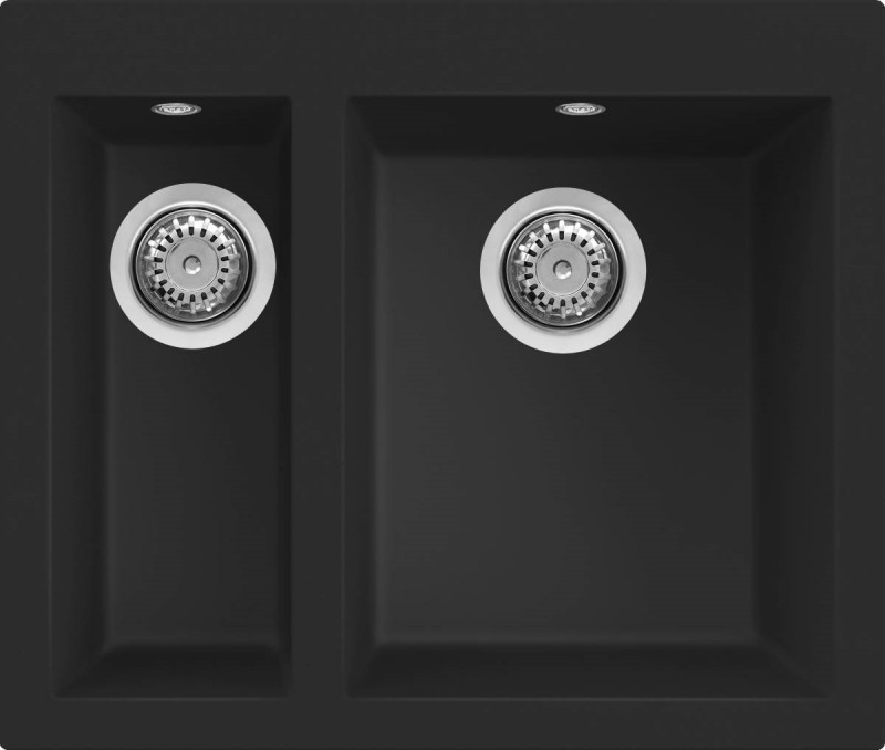 Elleci Quadra 150 zlewozmywak 1,5 komory wpuszczany w blat K86 czarny KeratekPlus LKQ15086