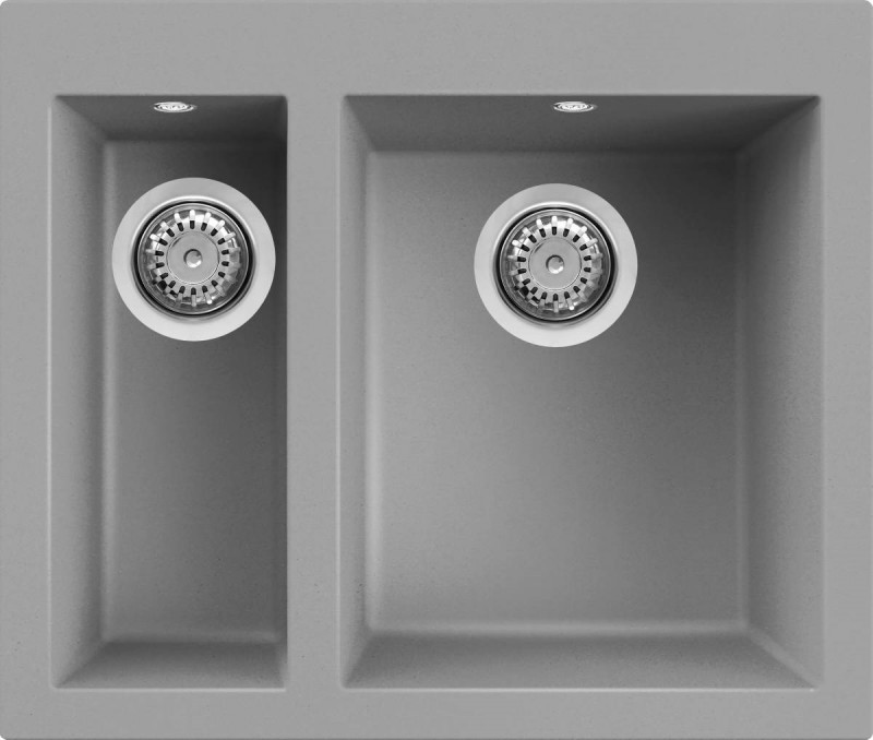 Elleci Quadra 150 zlewozmywak 1,5 komory wpuszczany w blat K97 jasnoszary KeratekPlus LKQ15097