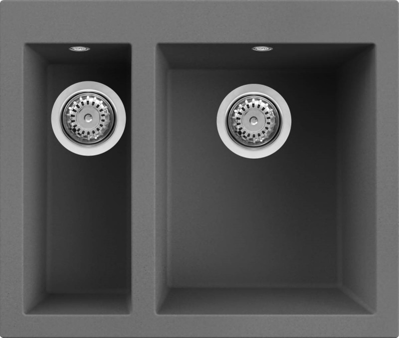 Elleci Quadra 150 zlewozmywak 1,5 komory wpuszczany w blat K99 ciemnoszary KeratekPlus LKQ15099