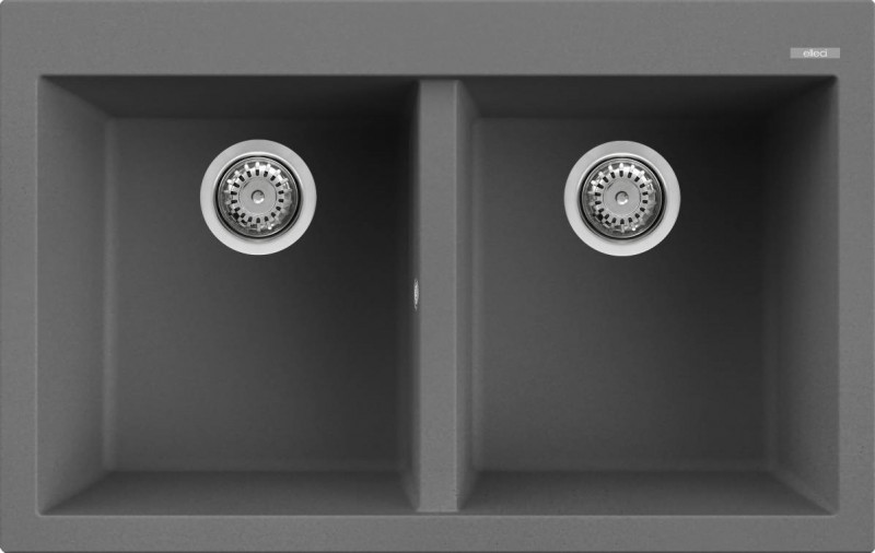 Elleci Quadra 350 zlewozmywak 2 komory wpuszczane K99 ciemnoszary KeratekPlus LKQ35099