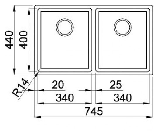 Elleci Square 720 R14 zlewozmywak 1 komora wpuszczana stal satyna LIQ720SAC14