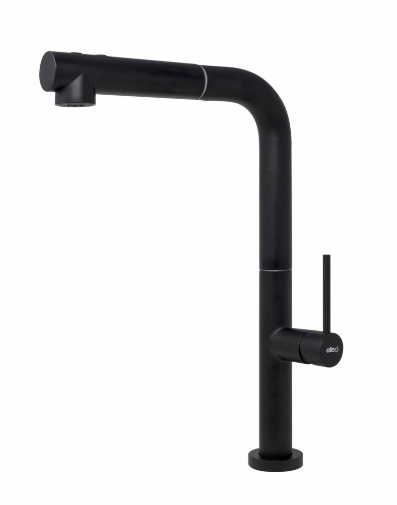 Elleci Flux bateria kuchenna zlewozmywakowa z wyciąganą wylewką czarny MOKFLUBK