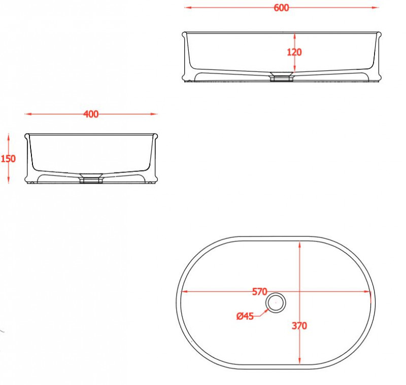 Artceram Atelier stylowa umywalka stawiana na blat 60x40 cm ATL002