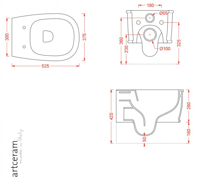 Artceram Atelier muszla wisząca biały ATV001