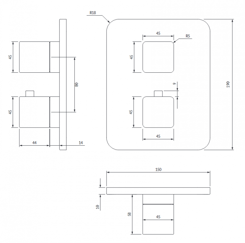 Omnires Parma termostatyczna bateria wannowo-prysznicowa podtynkowa grafit PM7436GR