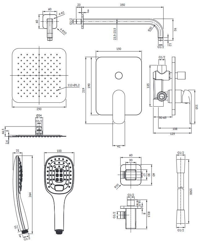 Omnires Sacramento zestaw prysznicowy podtynkowy z deszczownicą chrom SYSSC10XCR