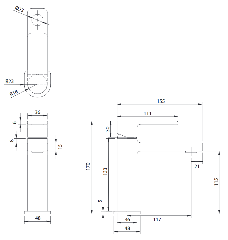 Omnires Baretti bateria umywalkowa stojąca czarny mat BA7810BL