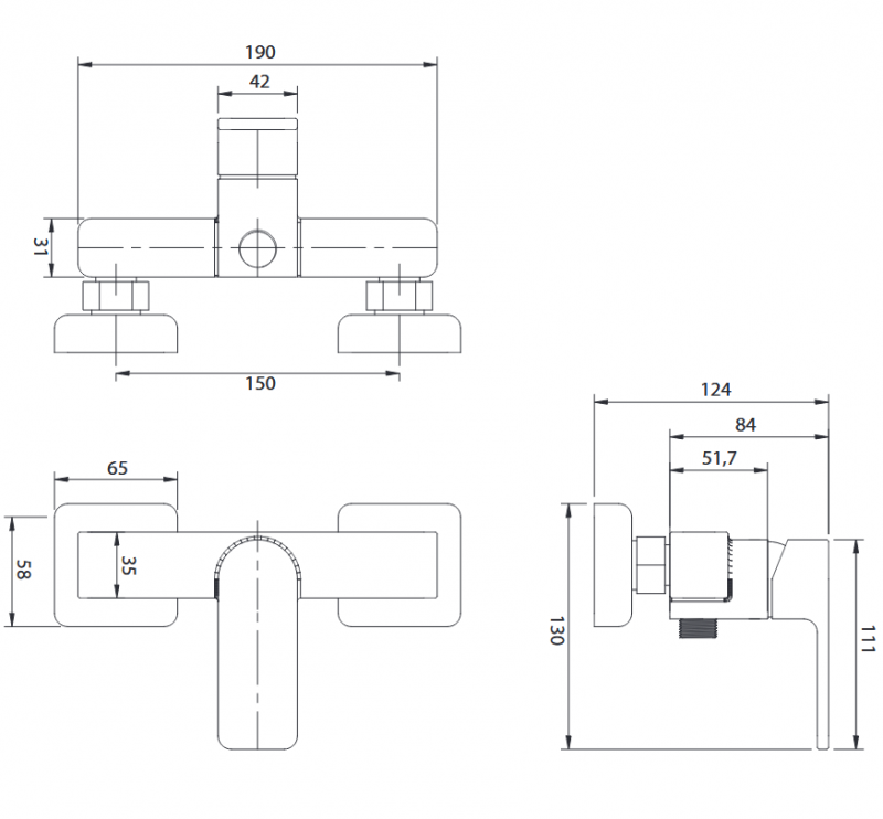 Omnires Baretti bateria prysznicowa ścienna czarny mat BA7840BL