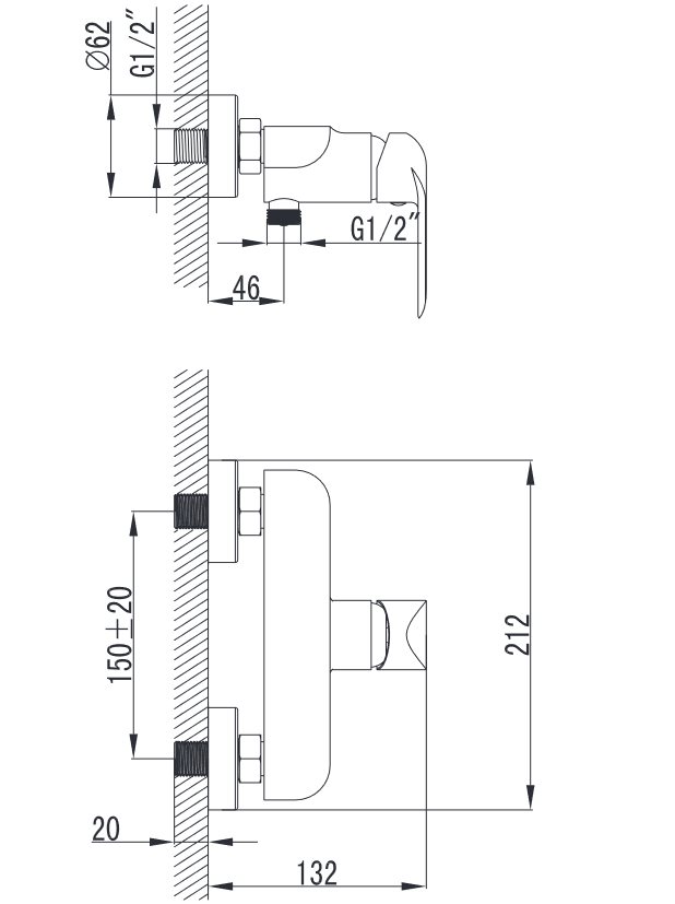 Omnires Sacramento bateria prysznicowa ścienna chrom/biały SC2340CRB