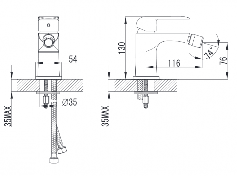 Omnires Sacramento bateria bidetowa stojąca chrom SC2320CR