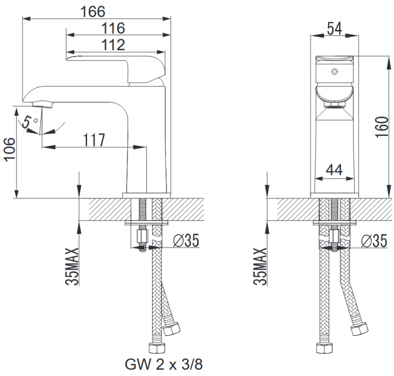 Omnires Sacramento bateria umywalkowa stojąca chrom SC2310CR