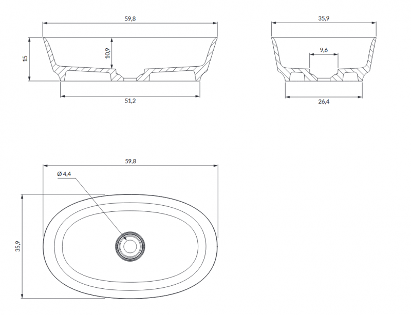 Omnires Neo M+ umywalka nablatowa 60X36 cm Marble+ biały połysk NEOUNBP