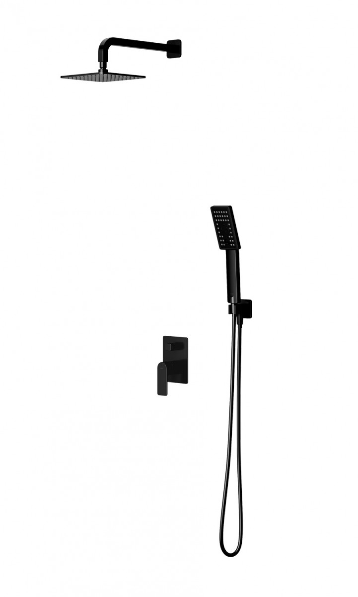 Omnires Baretti System zestaw podtynkowy z deszczownicą 20x20 czarny mat SYSBA10BL