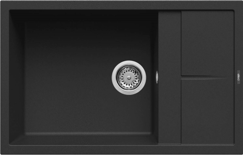 Elleci Unico 310 zlewozmywak 1 komora z ociekaczem wpuszczana w blat K86 czarny KeratekPlus LKU31086