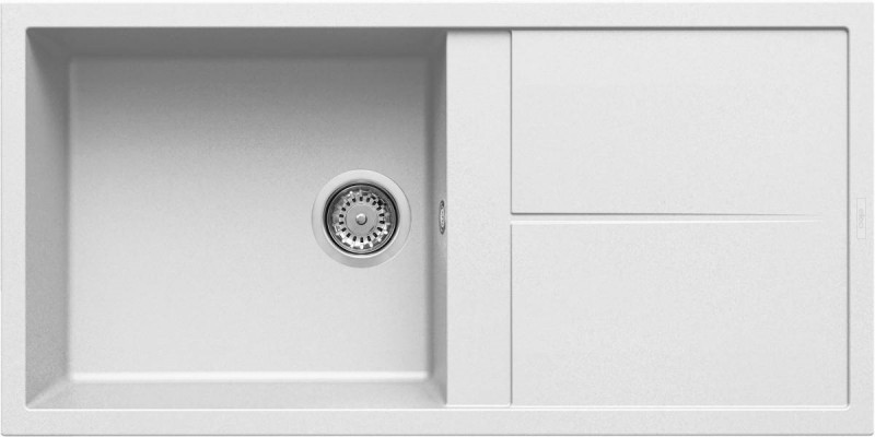 Elleci Unico 480 zlewozmywak 1 komora z ociekaczem wpuszczana w blat K96 biały KeratekPlus LKU48096