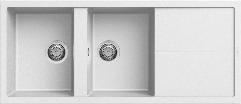 Elleci Unico 500 zlewozmywak 2 komory z ociekaczem wpuszczana w blat K96 biały KeratekPlus LKU50096