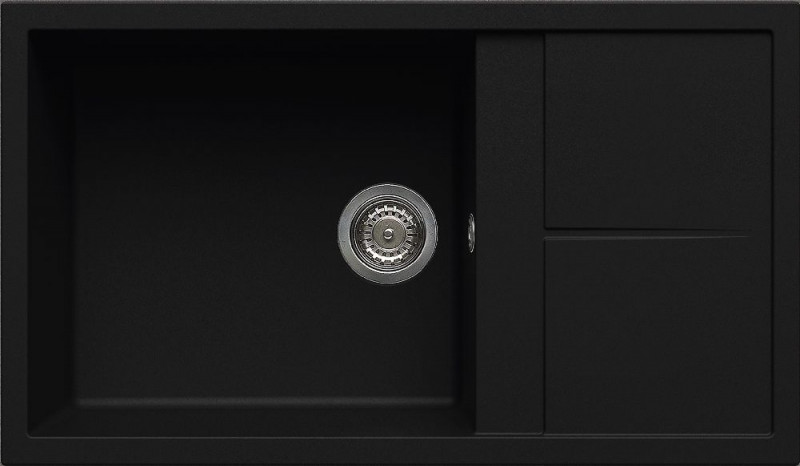 Elleci Unico 410 zlewozmywak 1 komora z ociekaczem wpuszczana w blat K86 czarny KeratekPlus LKU41086