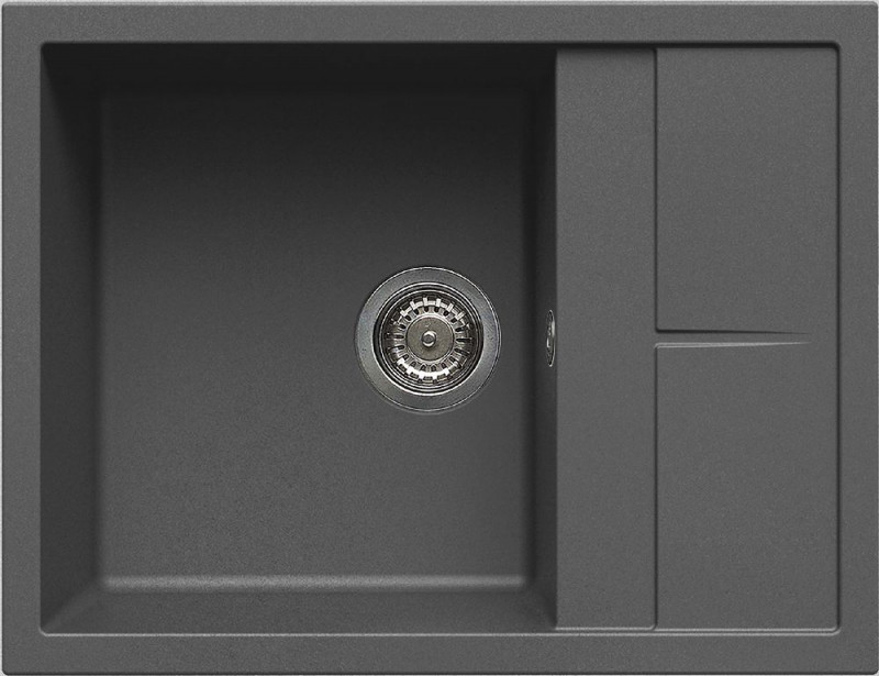 Elleci Unico 125 zlewozmywak 1 komora z ociekaczem wpuszczana w blat K99 ciemnoszary KeratekPlus LKU12599
