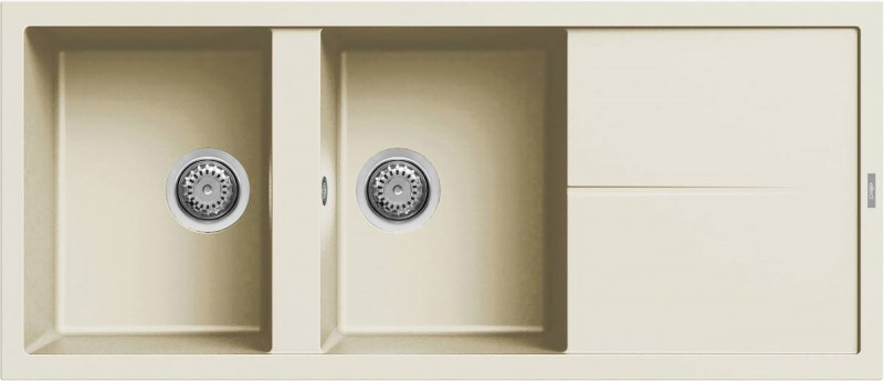 Elleci Unico 500 zlewozmywak 2 komory z ociekaczem wpuszczana w blat G62 biały antyczny Granitek LGU50062