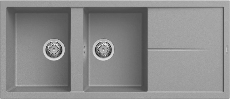 Elleci Unico 500 zlewozmywak 2 komory z ociekaczem wpuszczana w blat G48 cement Granitek LGU50048