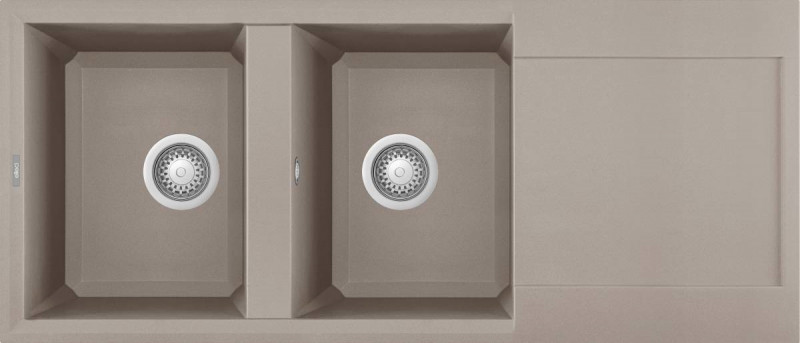 Elleci Easy 500 zlewozmywak 2 komory z ociekaczem wpuszczana w blat G43 tortora Granitek LGY50043