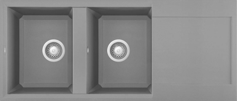 Elleci Easy 500 zlewozmywak 2 komory z ociekaczem wpuszczana w blat G48 cement Granitek LGY50048