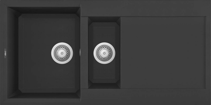 Elleci Easy 475 zlewozmywak 1,5 komory z ociekaczem wpuszczany w blat G40 czarny Granitek LGY47540