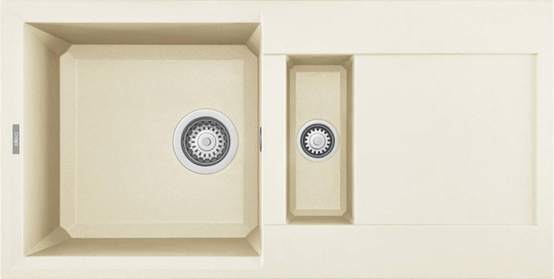 Elleci Easy 425 zlewozmywak 1,5 komory z ociekaczem wpuszczany w blat G62 biały antyczny Granitek LGY42562