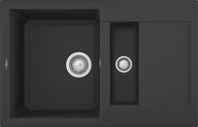 Elleci Easy 325 zlewozmywak 1,5 komory z ociekaczem wpuszczany w blat G40 czarny Granitek LGY32540