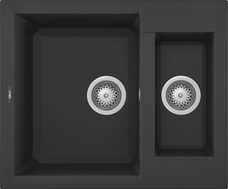 Elleci Easy 150 zlewozmywak 1,5 komory bez ociekacza wpuszczany w blat G40 czarny Granitek LGY15040