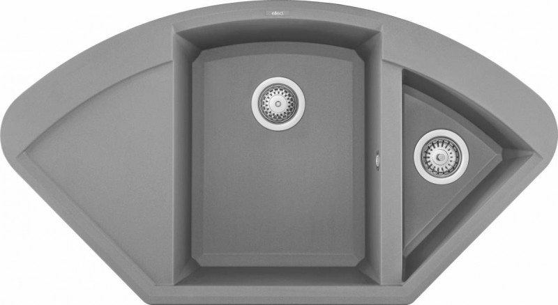 Elleci Easy Corner zlewozmywak narożny 1,5 komory z ociekaczem wpuszczany w blat G48 cement Granitek LGYCOR48