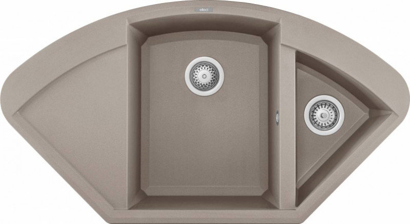 Elleci Easy Corner zlewozmywak narożny 1,5 komory z ociekaczem wpuszczany w blat G43 tortora Granitek LGYCOR43