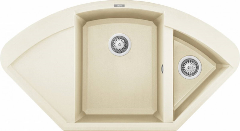 Elleci Easy Corner zlewozmywak narożny 1,5 komory z ociekaczem wpuszczany w blat G62 biały antyczny Granitek LGYCOR62