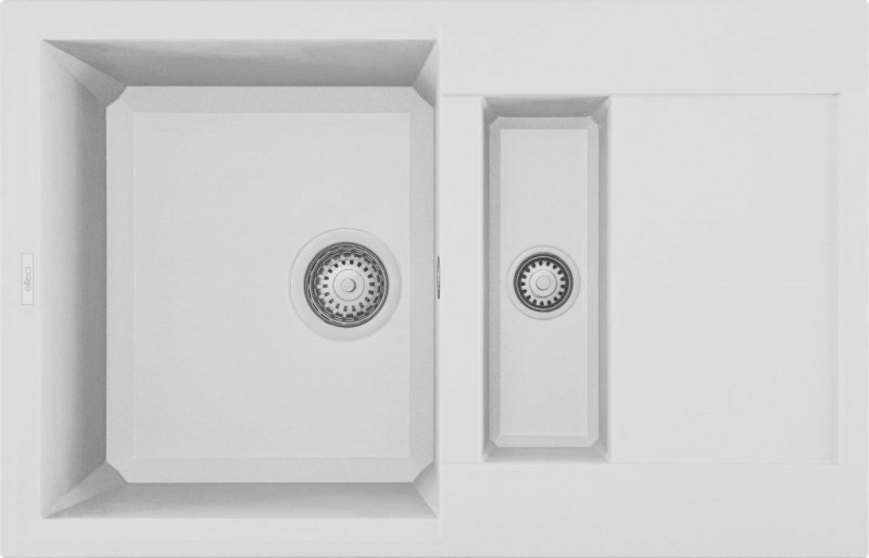 Elleci Easy 325 zlewozmywak 1,5 komory z ociekaczem wpuszczany w blat G68 biały Granitek LGY32568