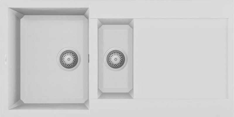 Elleci Easy 475 zlewozmywak 1,5 komory z ociekaczem wpuszczany w blat G68 biały Granitek LGY47568