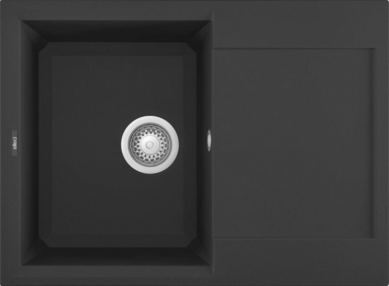 Elleci Easy 135 zlewozmywak 1 komora z ociekaczem wpuszczany w blat G40 czarny Granitek LGY13540