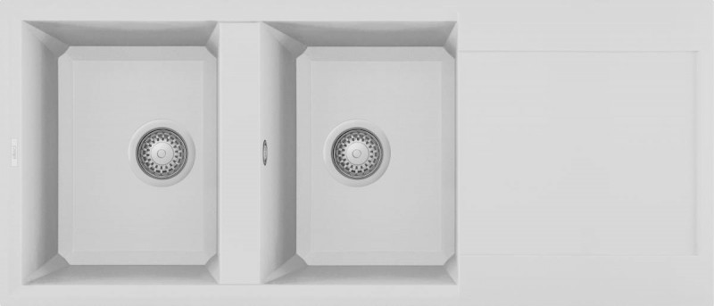 Elleci Easy 500 zlewozmywak 2 komory z ociekaczem wpuszczana w blat G68 biały Granitek LGY50068