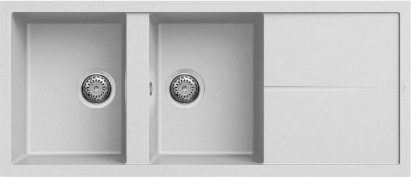 Elleci Unico 500 zlewozmywak 2 komory z ociekaczem wpuszczana w blat G68 biały Granitek LGU50068