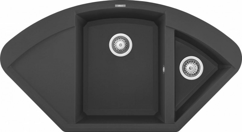 Elleci Easy Corner zlewozmywak narożny 1,5 komory z ociekaczem wpuszczany w blat M70 ghisa Metaltek LMYCOR70