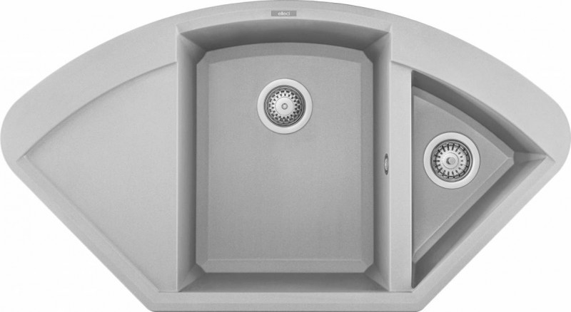 Elleci Easy Corner zlewozmywak narożny 1,5 komory z ociekaczem wpuszczany w blat M79 aluminium Metaltek LMYCOR79