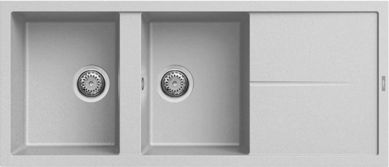 Elleci Unico 500 zlewozmywak 2 komory z ociekaczem wpuszczana w blat M79 aluminium Metaltek LMU50079