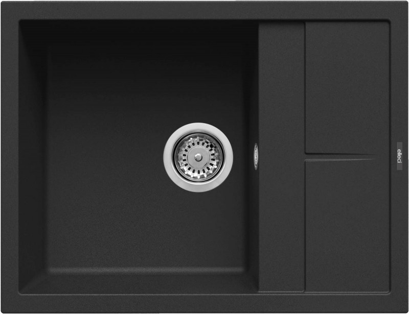 Elleci Unico 125  zlewozmywak 1 komora z ociekaczem wpuszczana w blat K86 czarny KeratekPlus LKU12586