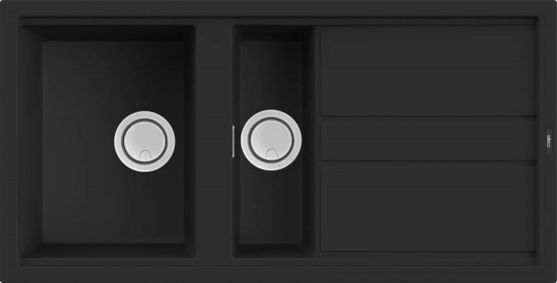 Elleci Best 475 zlewozmywak 1,5 komory z ociekaczem wpuszczany w blat K86 czarny KeratekPlus LKB47586